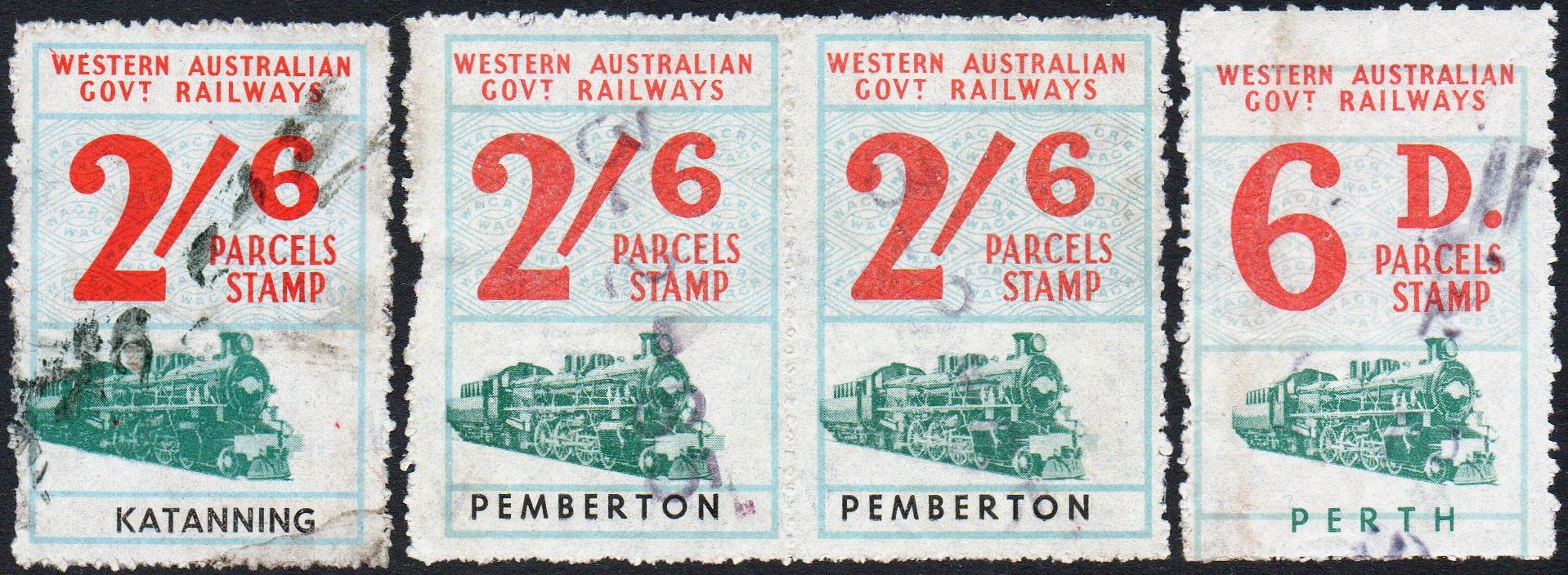 Western Australia Railway Parcels Stamps Second Issue register shifts